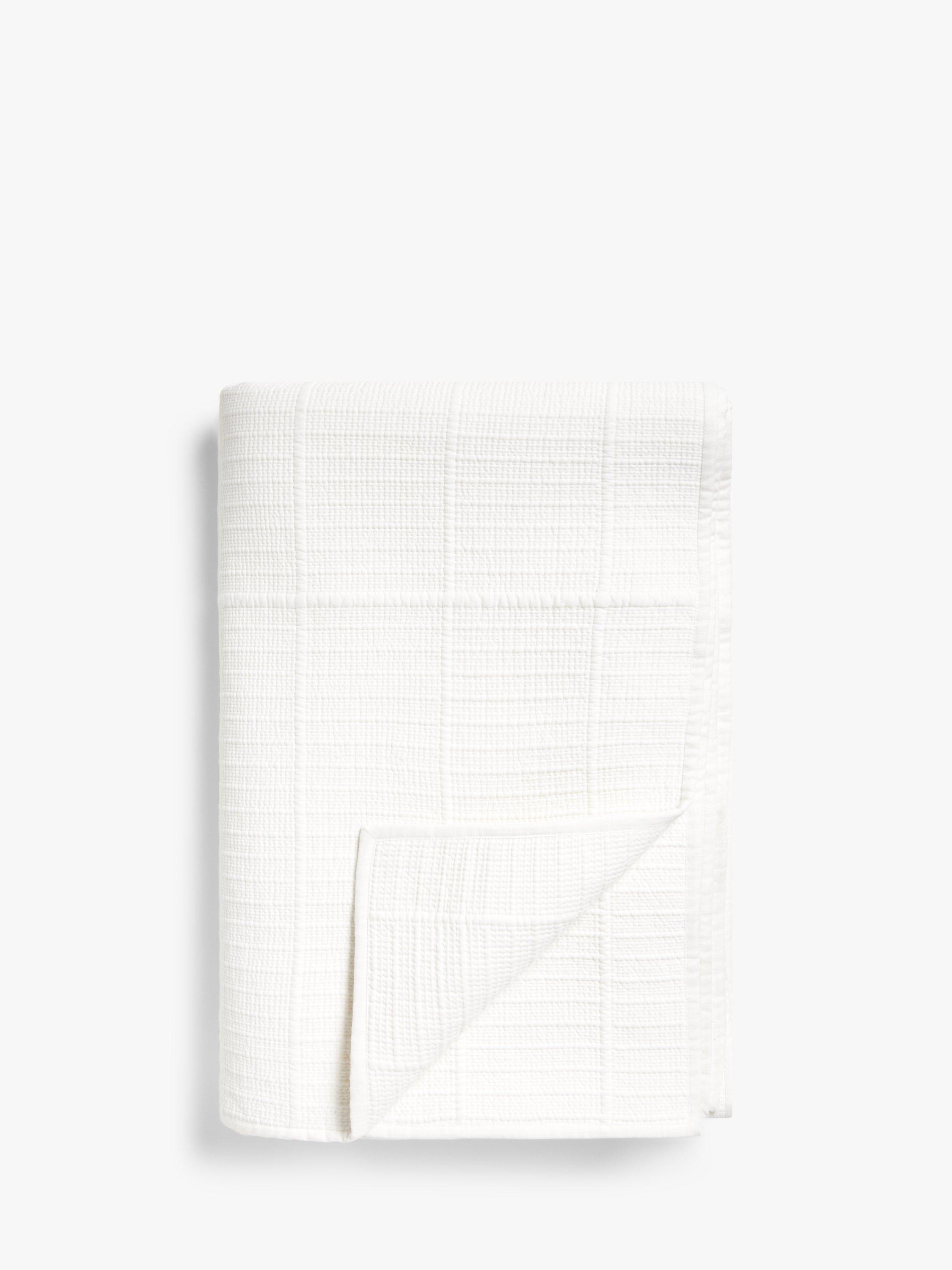 John Lewis Grid Quilted Bedspread, White