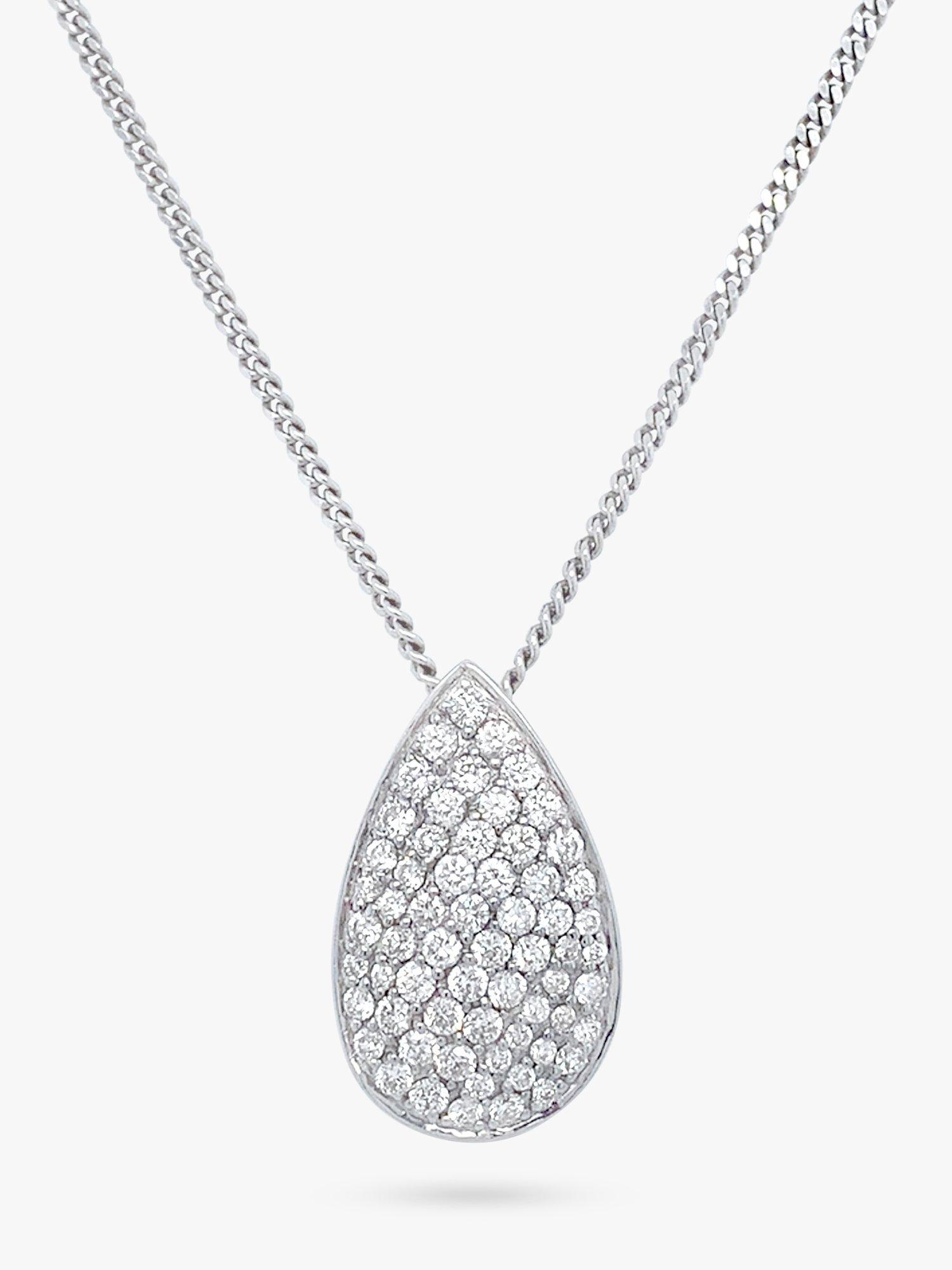 Product image 1 of 5, which shows Milton & Humble Jewellery Pre-Loved 18ct White Gold Diamond Pear Shaped Pendant Necklace