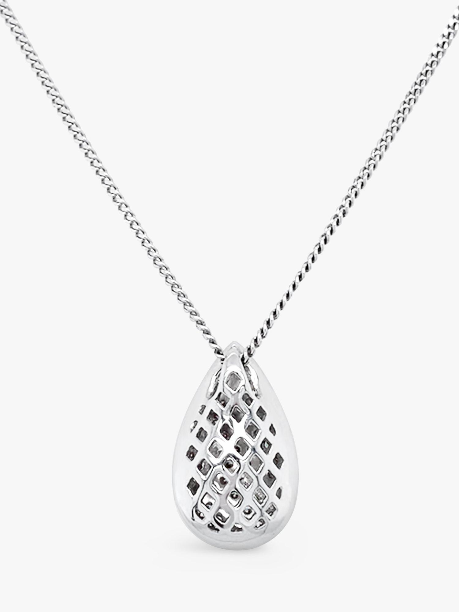 Product image 2 of 5, which shows Milton & Humble Jewellery Pre-Loved 18ct White Gold Diamond Pear Shaped Pendant Necklace