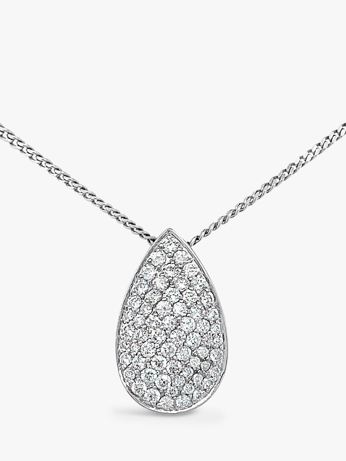 Product image 4 of 5, which shows Milton & Humble Jewellery Pre-Loved 18ct White Gold Diamond Pear Shaped Pendant Necklace