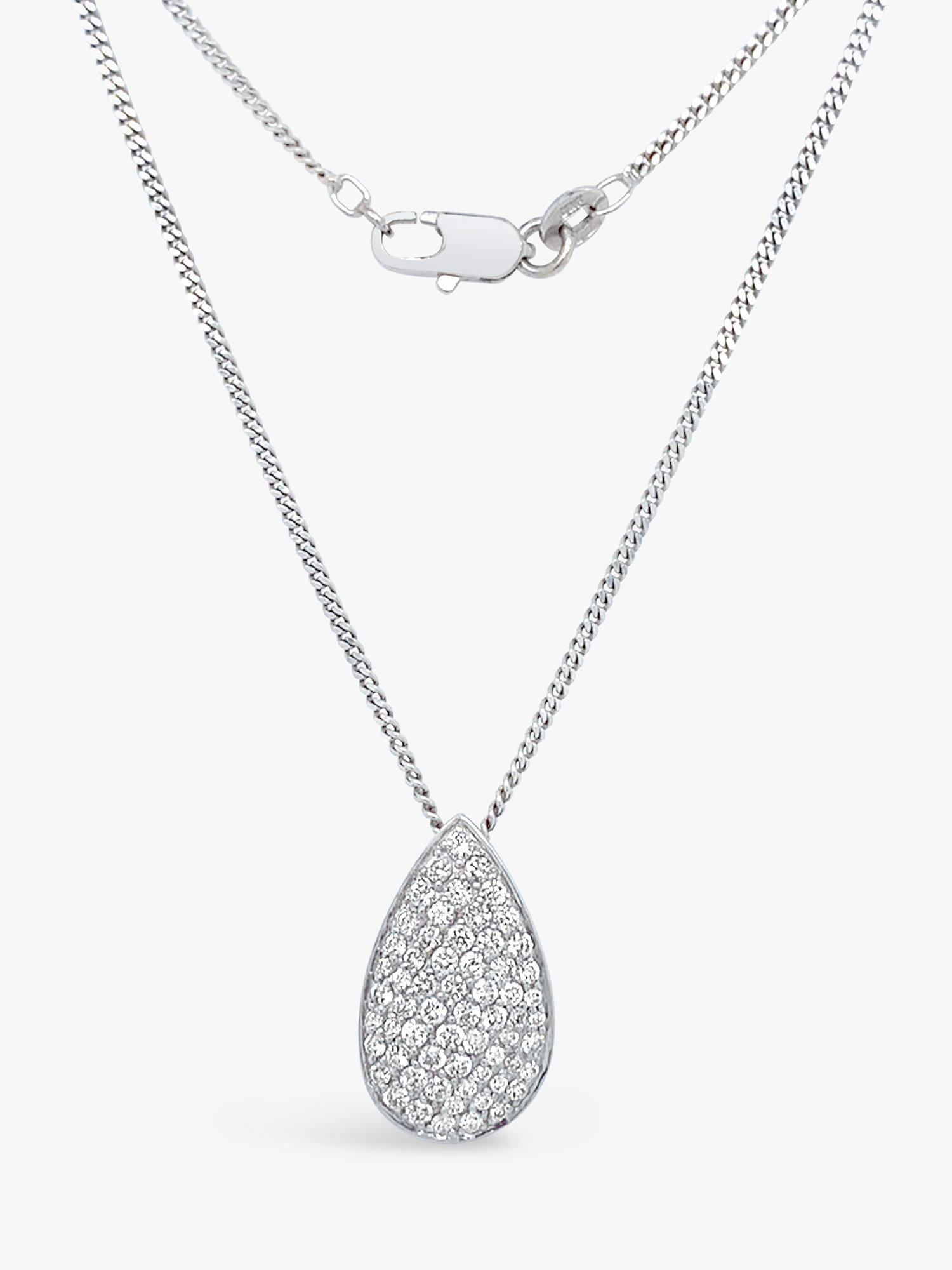Product image 5 of 5, which shows Milton & Humble Jewellery Pre-Loved 18ct White Gold Diamond Pear Shaped Pendant Necklace