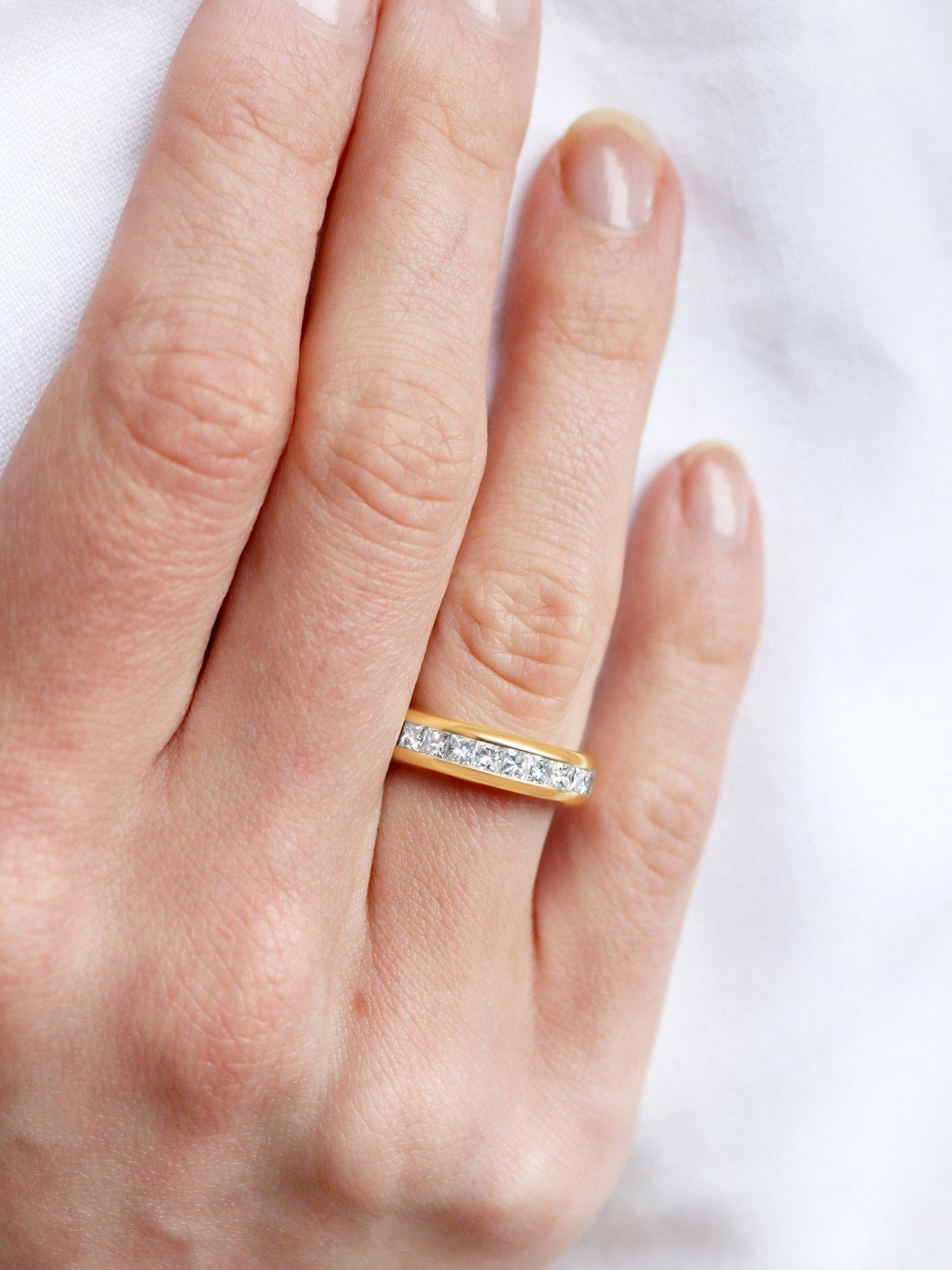 Product image 2 of 8, which shows Milton & Humble Jewellery Pre-Loved 14ct Yellow Gold 10 Princess Cut Diamond Eternity Ring