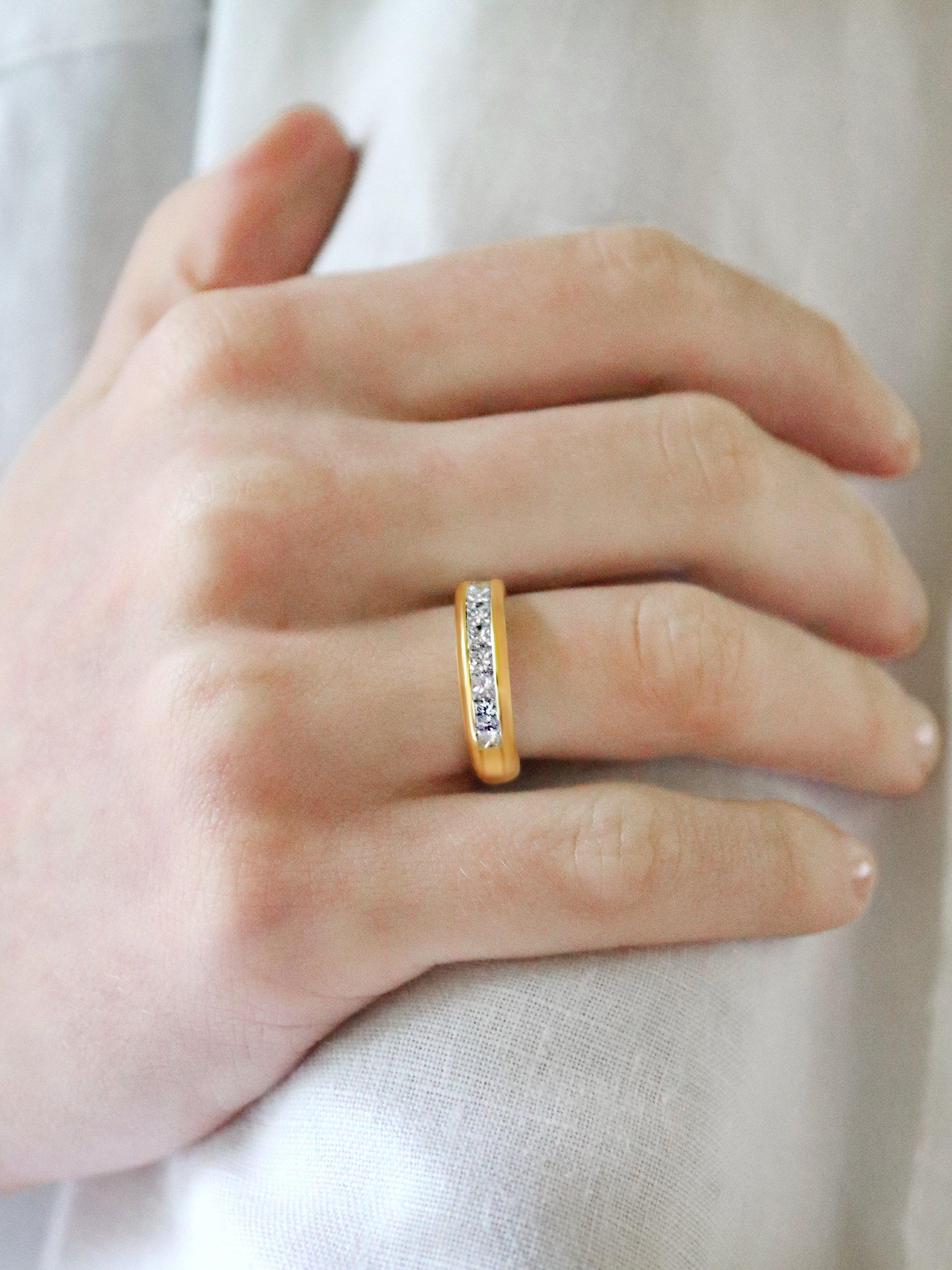 Product image 3 of 8, which shows Milton & Humble Jewellery Pre-Loved 14ct Yellow Gold 10 Princess Cut Diamond Eternity Ring
