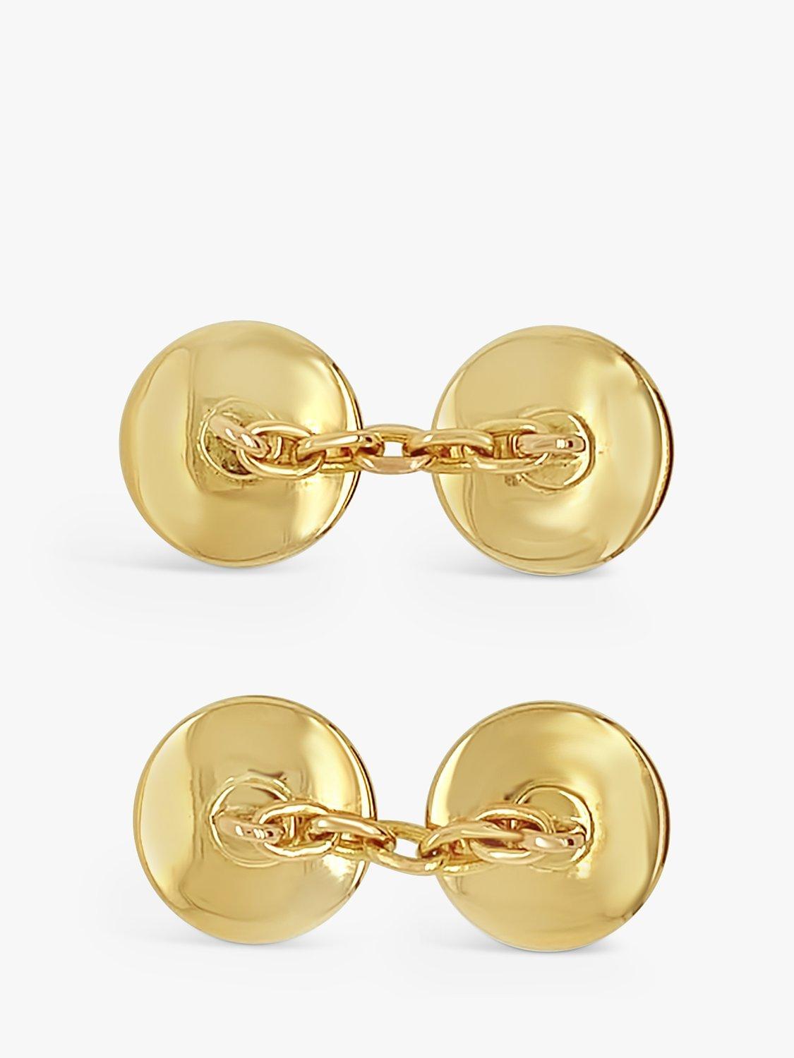 Product image 4 of 5, which shows Milton & Humble Jewellery Pre-Loved T & J Bragg 18ct Yellow Gold Enamel & Pearl Concave Disc Cufflinks