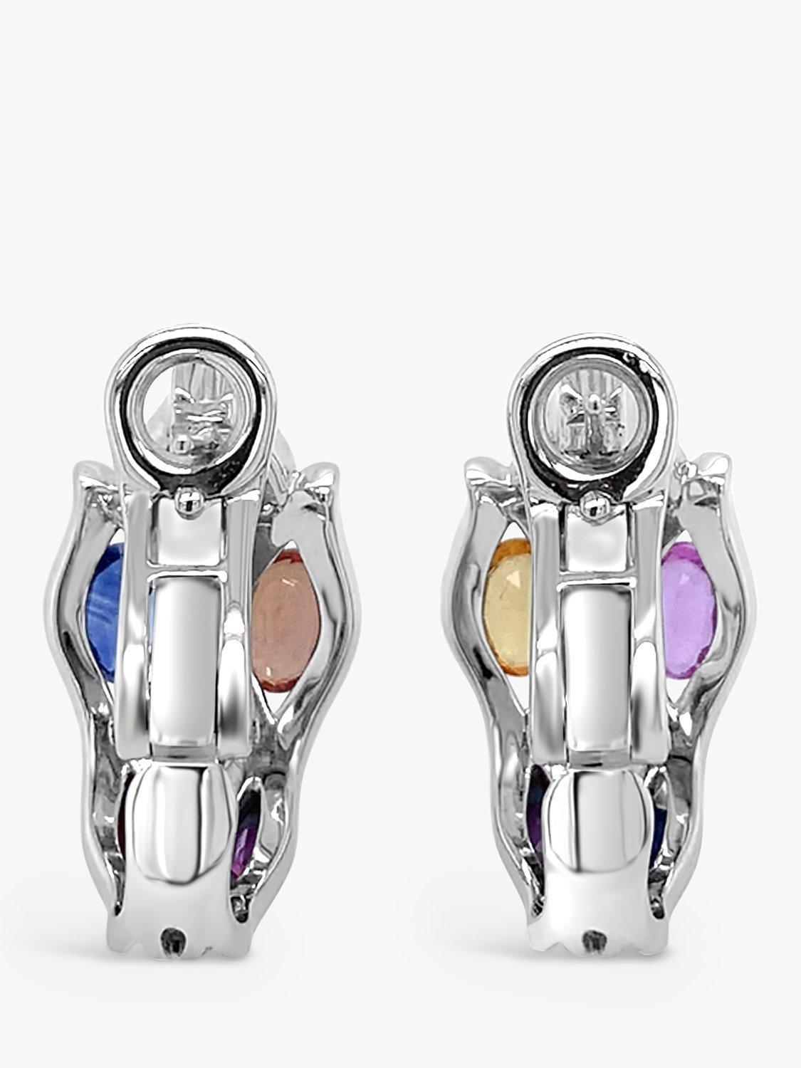 Product image 5 of 5, which shows Milton & Humble Jewellery Pre-Loved Waskoll of Paris 18ct White Gold Diamond & Coloured Sapphire Hoop Earrings