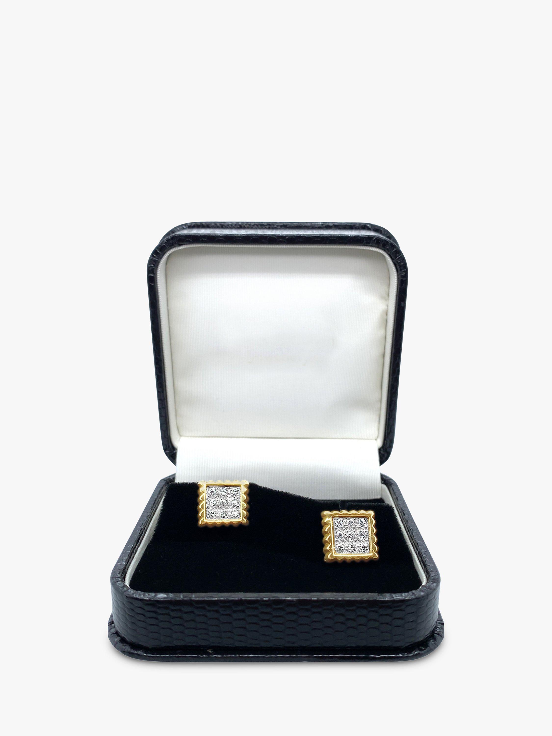 Product image 3 of 5, which shows Milton & Humble Jewellery Pre-Loved 18ct Yellow & White Gold Diamond Square Cufflinks, Dated 1978