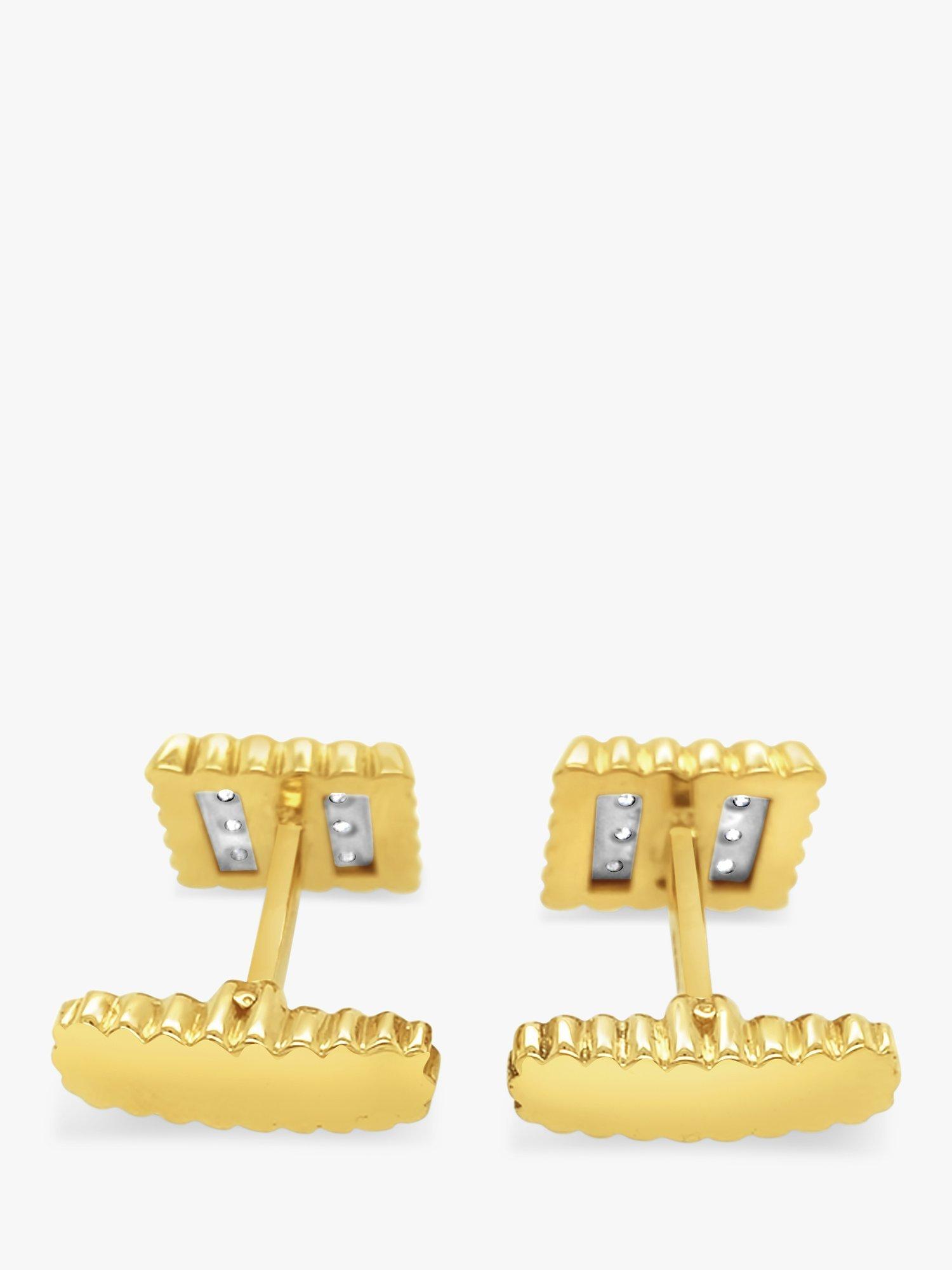 Product image 5 of 5, which shows Milton & Humble Jewellery Pre-Loved 18ct Yellow & White Gold Diamond Square Cufflinks, Dated 1978
