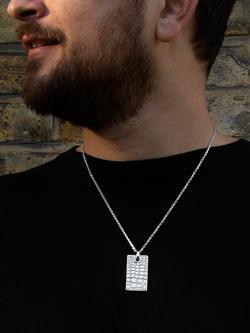 Hoxton London Men's Crocodile Dog Tag Pendant Necklace, Silver - view 2, Silver