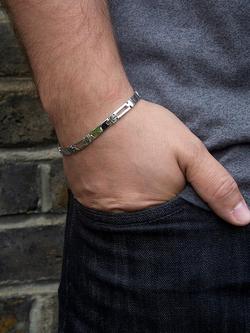 Hoxton London Men's Sapphire Set Cross Link Bracelet, Silver/Black - view 2, Silver/Black