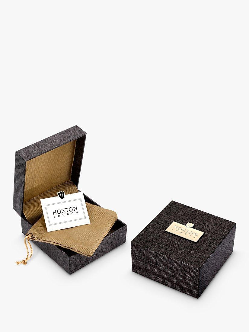 Product image 5 of 5, which shows Hoxton London Men's Herringbone Rectangle Pendant Necklace, Silver
