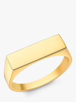 IBB Personalised 9ct Gold Unisex Rectangular Signet Ring, Gold, Gold