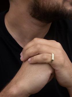 IBB Personalised 9ct Gold Unisex Rectangular Signet Ring, Gold - view 2, Gold