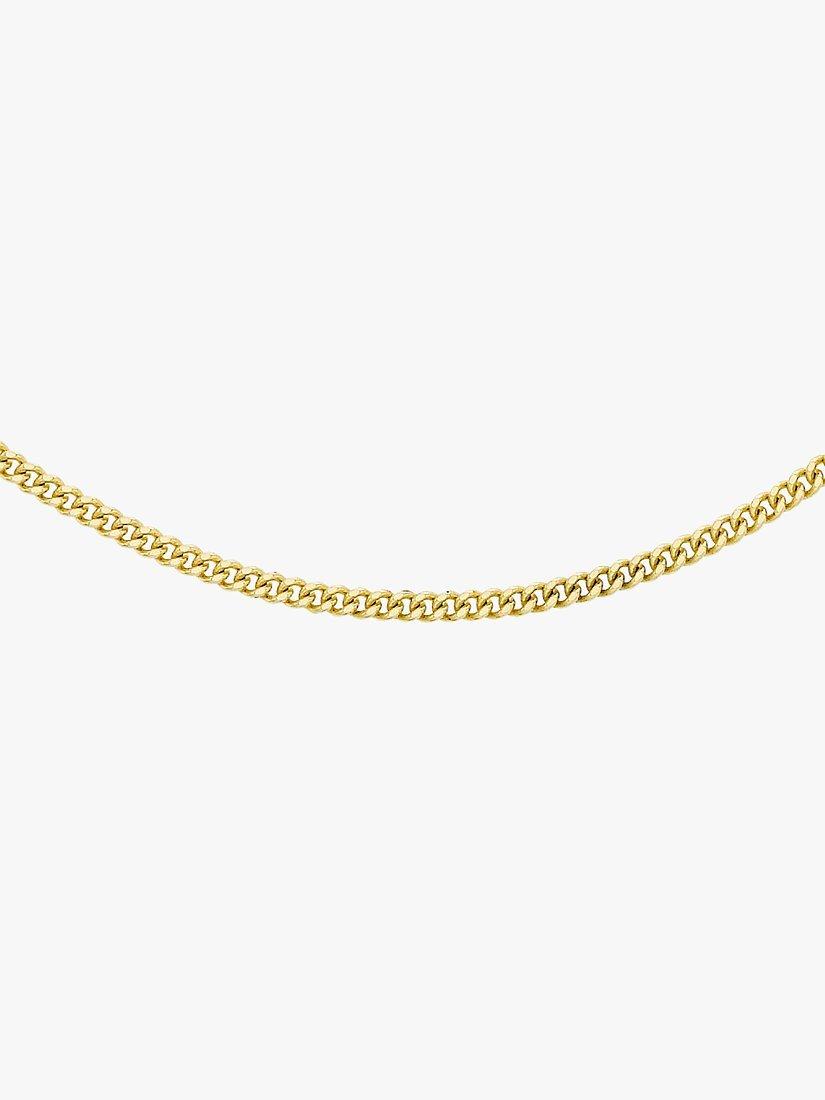 Product image 1 of 6, which shows IBB 9ct Gold 50 Diamond Cut Fine Curb Chain Necklace, Gold