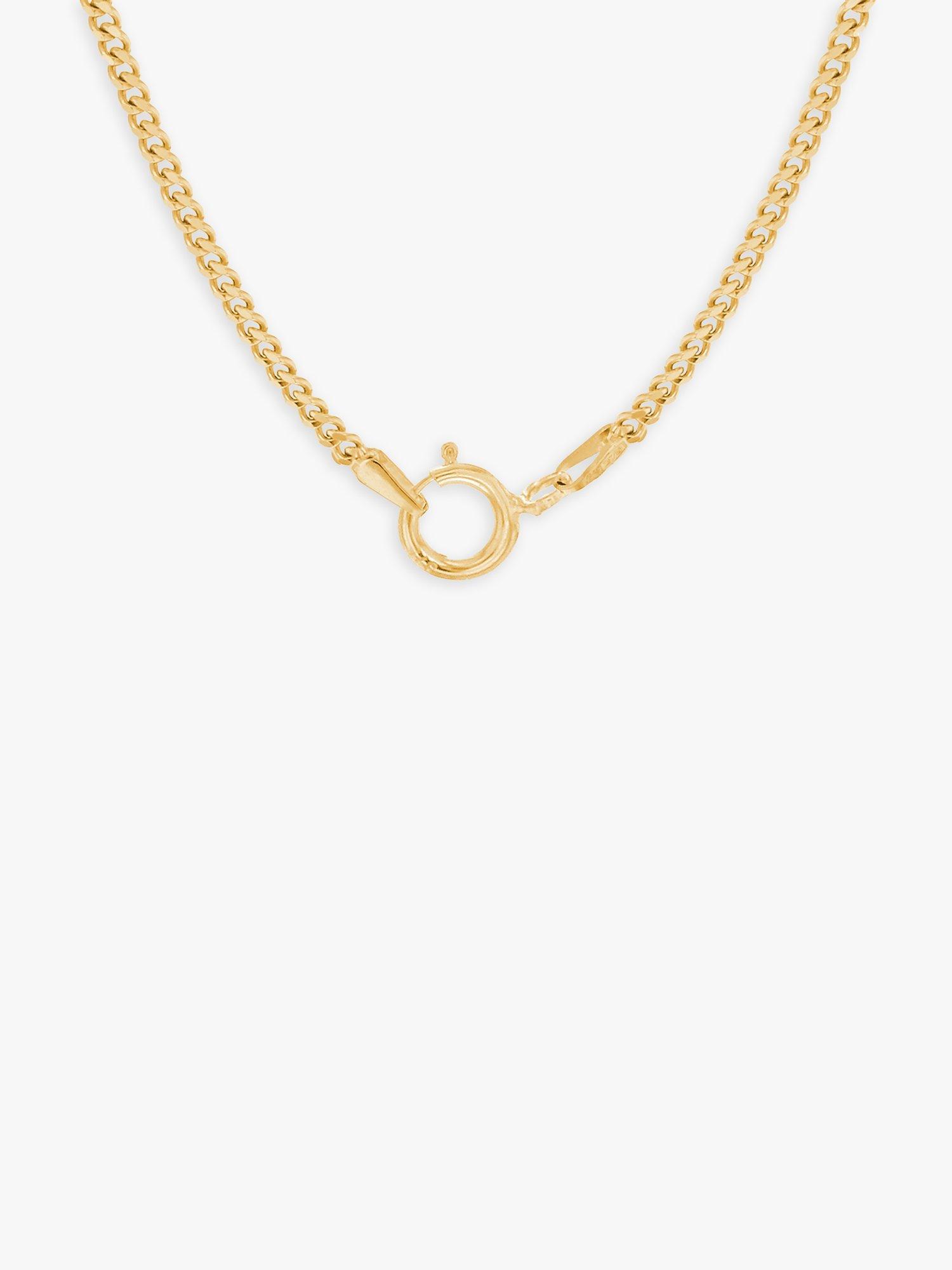 Product image 4 of 6, which shows IBB 9ct Gold 50 Diamond Cut Fine Curb Chain Necklace, Gold