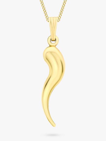 IBB 9ct Gold Horn Pendant Necklace, Gold, Gold