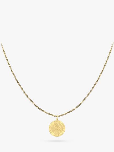 IBB 9ct Gold St Christopher Pendant Necklace, Gold, Gold