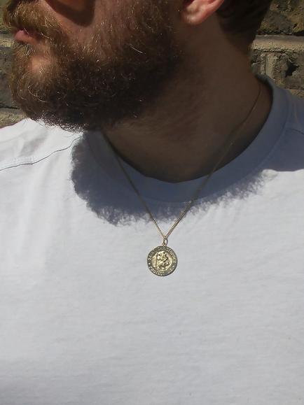 IBB 9ct Gold St Christopher Pendant Necklace, Gold - view 2, Gold