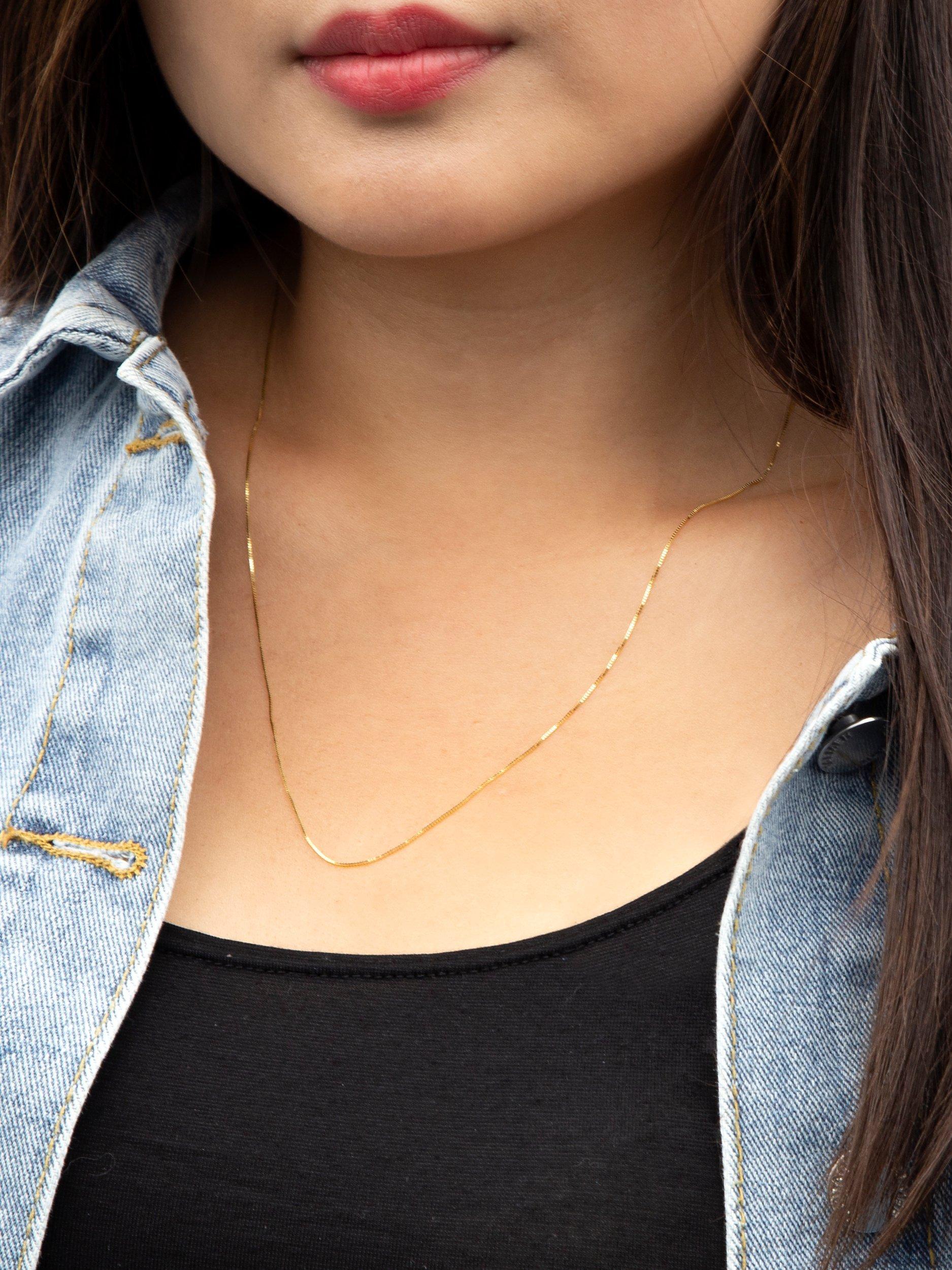 Product image 2 of 6, which shows IBB 18ct Gold Heart Slide Box Chain Necklace, Gold