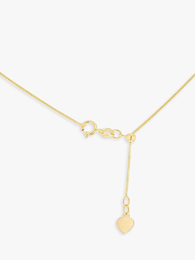 Product image 4 of 6, which shows IBB 18ct Gold Heart Slide Box Chain Necklace, Gold