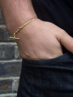 IBB 9ct Gold Hollow T-Bar Curb Chain Bracelet, Gold - view 2, Gold