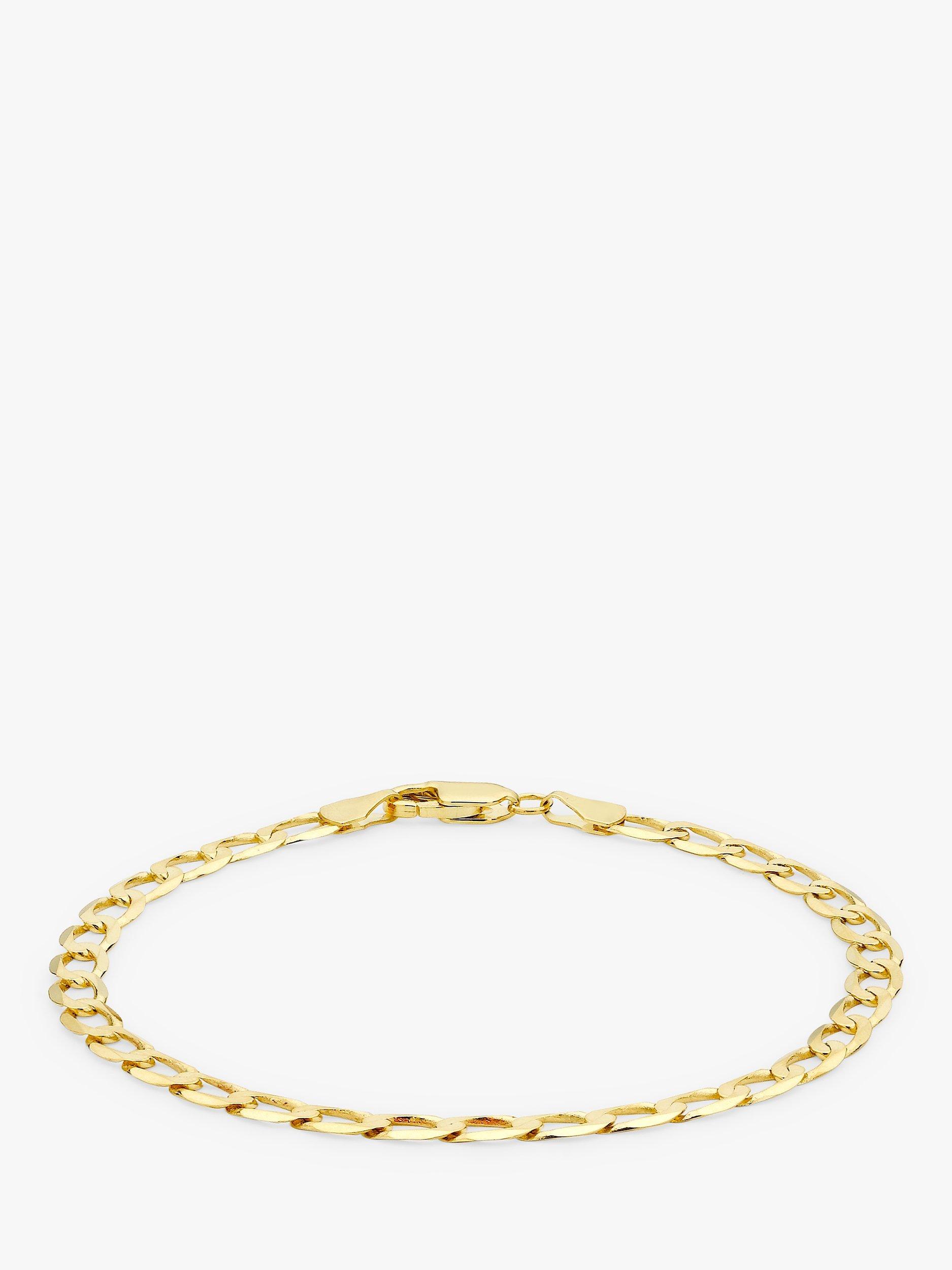 Product image 1 of 6, which shows IBB 9ct Gold Diamond Cut Flat Curb Chain Bracelet, Gold