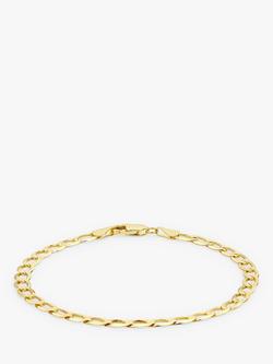 IBB 9ct Gold Diamond Cut Flat Curb Chain Bracelet, Gold, Gold