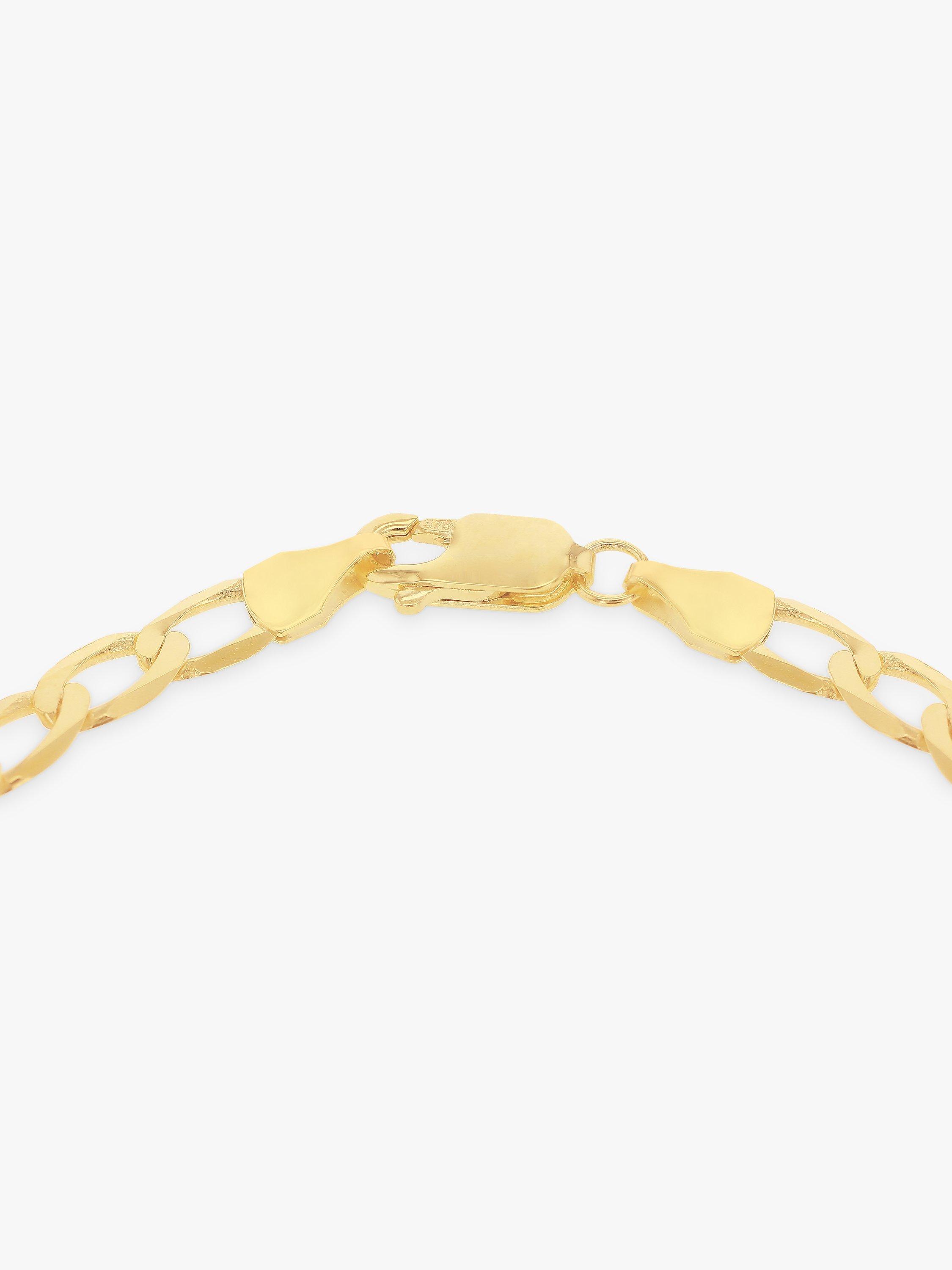 Product image 4 of 6, which shows IBB 9ct Gold Diamond Cut Flat Curb Chain Bracelet, Gold