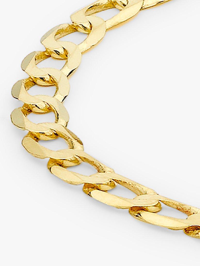 Product image 5 of 6, which shows IBB 9ct Gold Diamond Cut Flat Curb Chain Bracelet, Gold