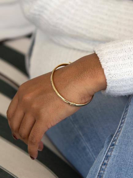 IBB 18ct Gold Bangle Bracelet, Gold - view 2, Yellow Gold