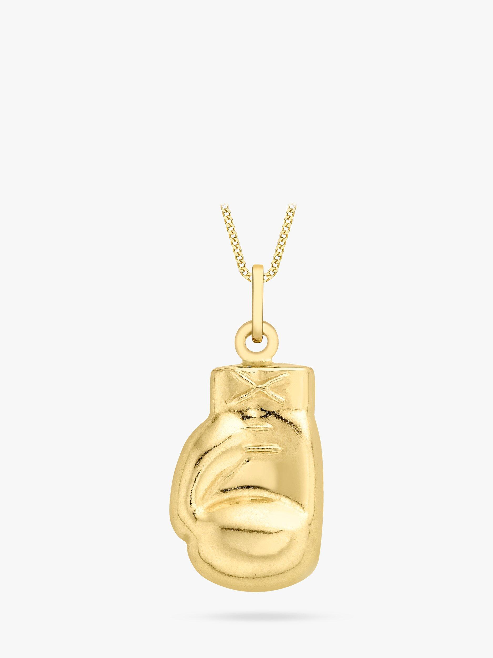 Product image 1 of 6, which shows IBB 9ct Gold Boxing Glove Pendant Necklace, Gold