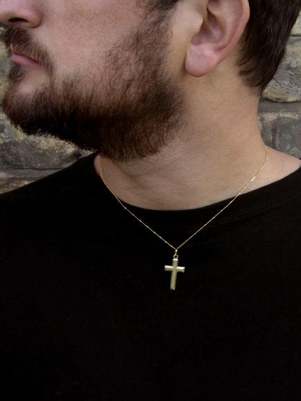 IBB 9ct Gold Cross Pendant Necklace, Gold - view 2, Gold