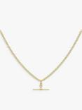 IBB 9ct Gold T-Bar Hollow Curb Chain Necklace, Gold