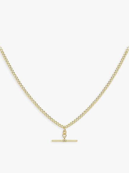 IBB 9ct Gold T-Bar Hollow Curb Chain Necklace, Gold, Yellow Gold