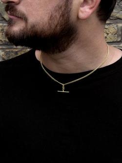 IBB 9ct Gold T-Bar Hollow Curb Chain Necklace, Gold - view 2, Yellow Gold