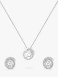 IBB Sterling Silver Cubic Zirconia Swirl Earrings & Necklace Gift Set, Silver