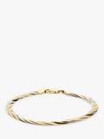 IBB 18ct Gold Tri-colour Herringbone Chain Bracelet, Multi