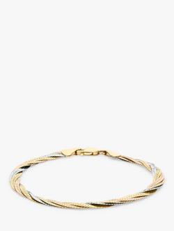 IBB 18ct Gold Tri-colour Herringbone Chain Bracelet, Multi, Multi