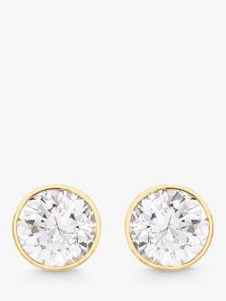 IBB 18ct Gold Round Cubic Zirconia Stud Earrings, Gold, Gold