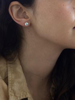 IBB 18ct Gold Round Cubic Zirconia Stud Earrings, Gold - view 2, Gold