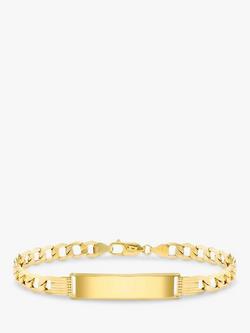 IBB Men's 9ct Gold ID Tag Curb Chain Bracelet, Gold, Gold