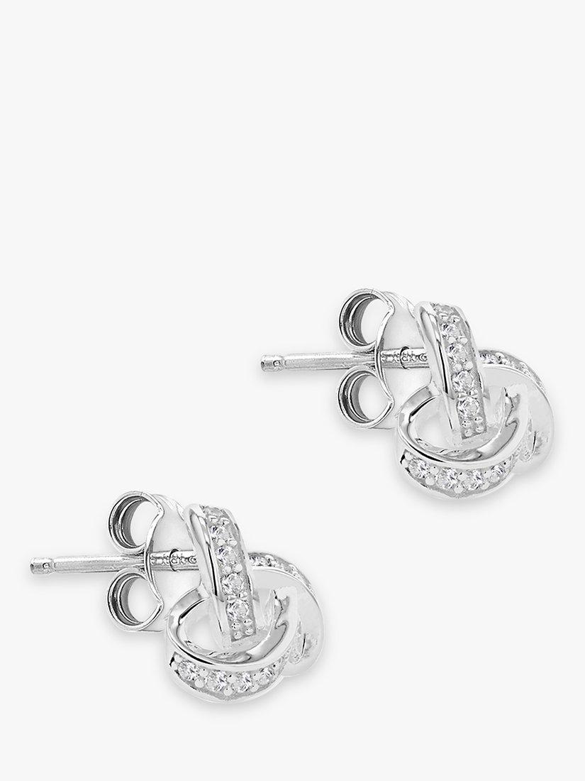 IBB Sterling Silver Cubic Zirconia Knot Earrings & Necklace Gift Set