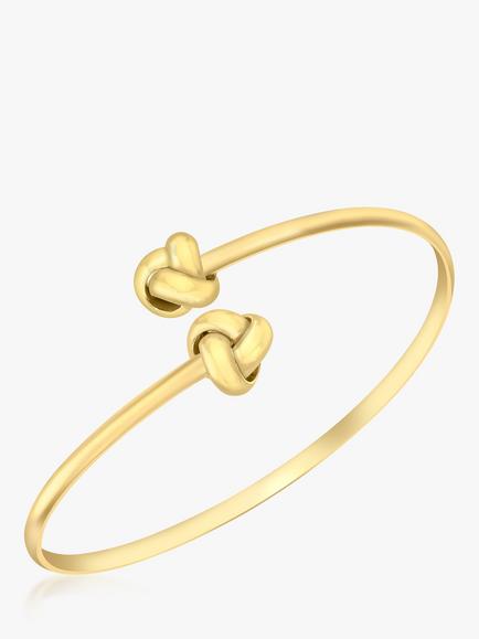 IBB 18ct Gold Crossover Knot Torque Bangle, Gold, Gold