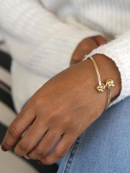 IBB 18ct Gold Crossover Knot Torque Bangle, Gold - view 2, Gold