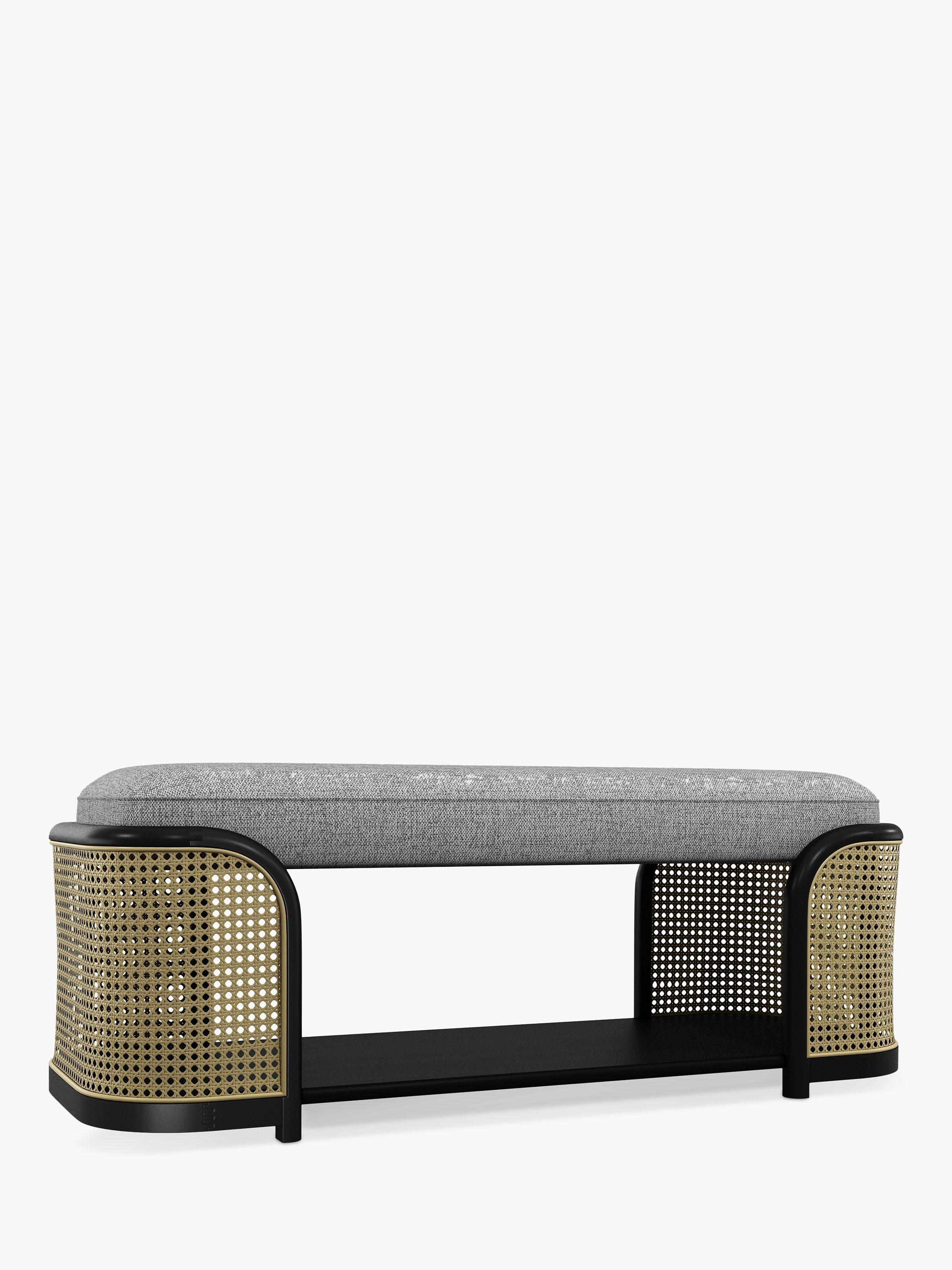 John Lewis ANYDAY Dime Bench, Dark Wood Frame, Aim Light Grey