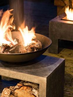 Ivyline Firepit Bowl and Rectangular Console Table, Grey/Black - view 2, Grey/Black