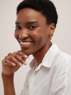 Lido Solitaire Cubic Zirconia & Freshwater Pearl Hook Earrings, Silver/White - view 2, Silver/White