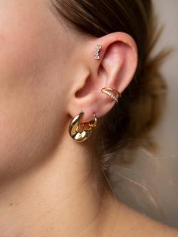 Astrid & Miyu Illusion Crystal Single Ear Cuff, Gold - view 2, Yellow Gold