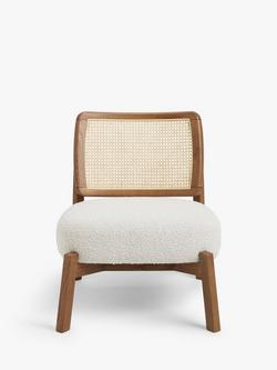 John Lewis ANYDAY Dime Accent Chair, Walnut Frame, Cream Boucle, Cream Boucle