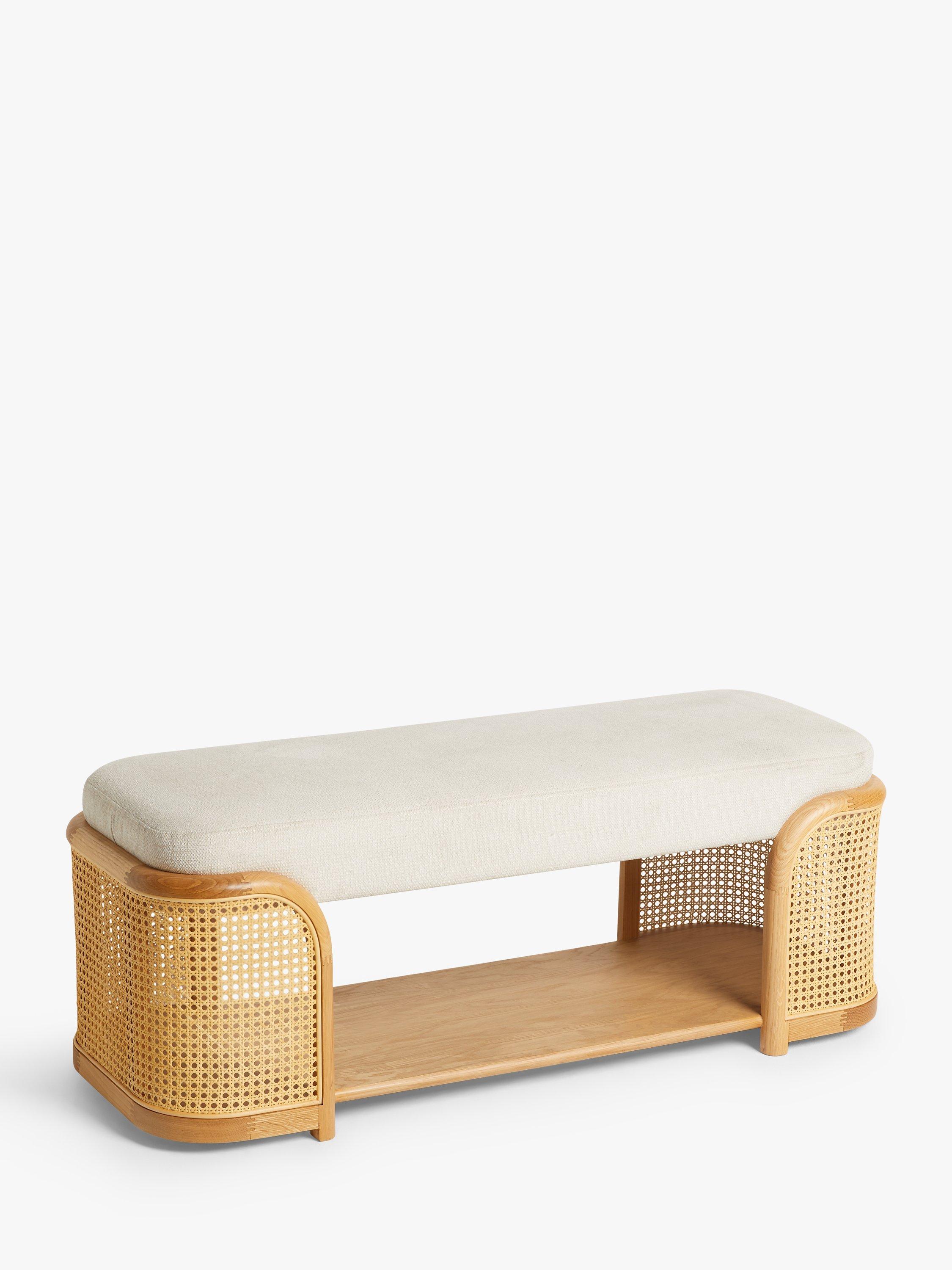 John Lewis ANYDAY Dime Bench, Light Wood Frame, Cream Boucle