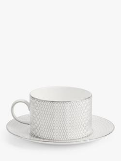 Wedgwood Gio Platinum Fine Bone China Cup & Saucer, 235ml, White, White